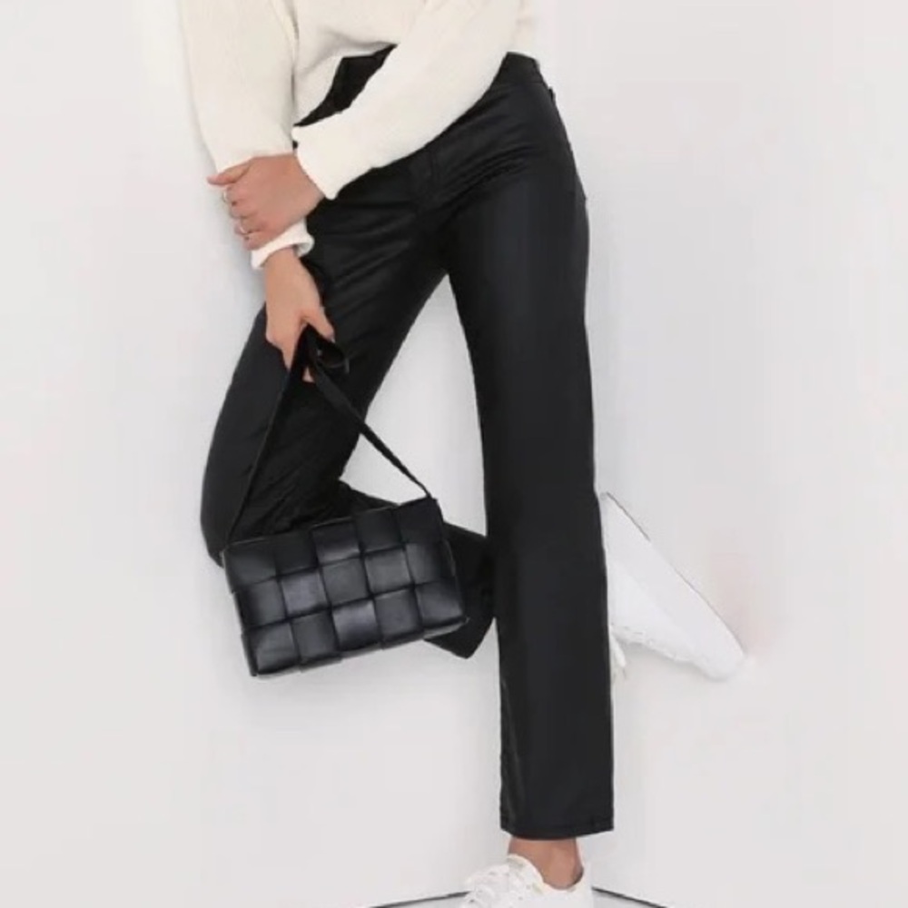 We The Free Coated High Rise Straight Leg Pacifica Jeans Vegan Leather